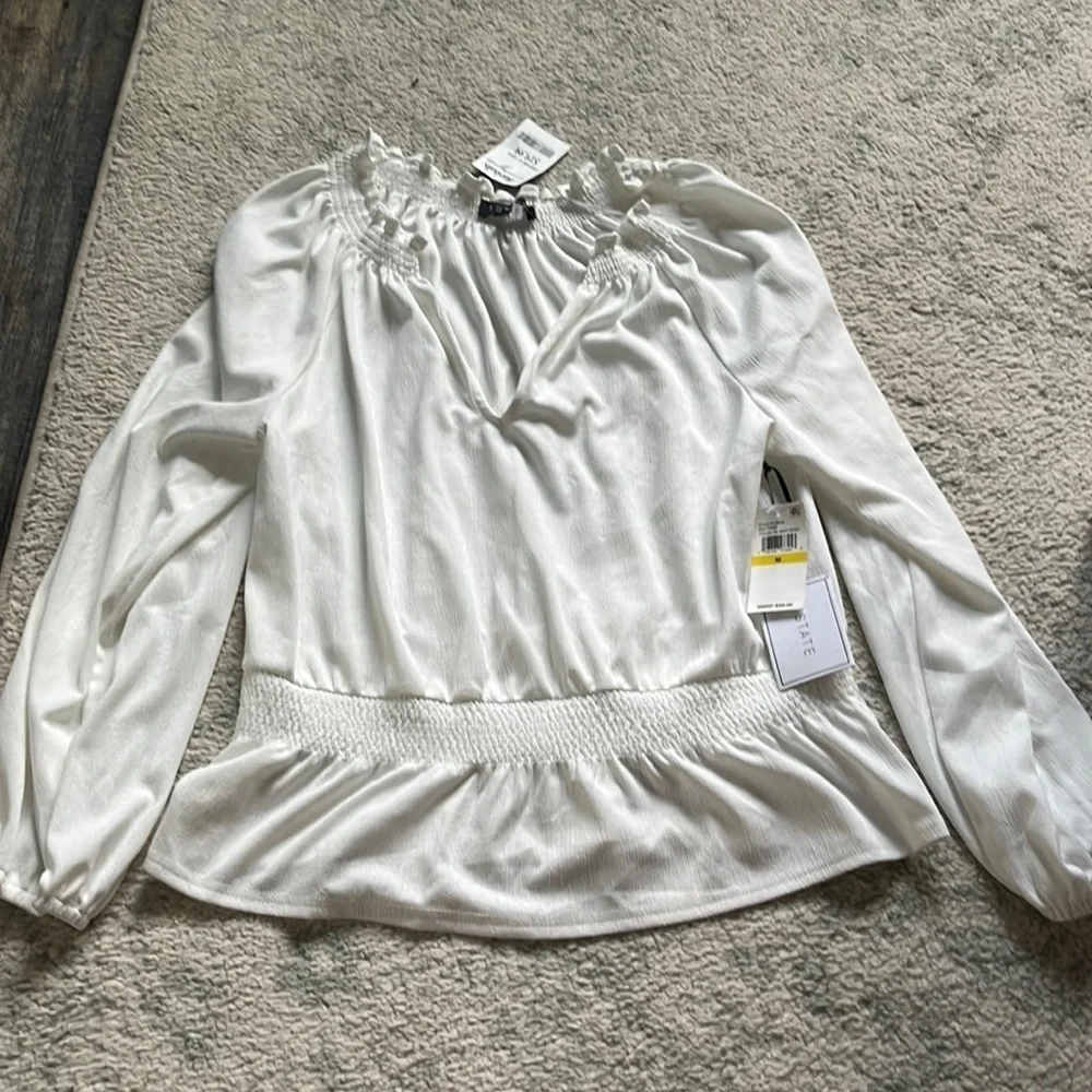 1 State. White long sleeve shirt V-neck size medium. NWT. - Picture 1 of 10